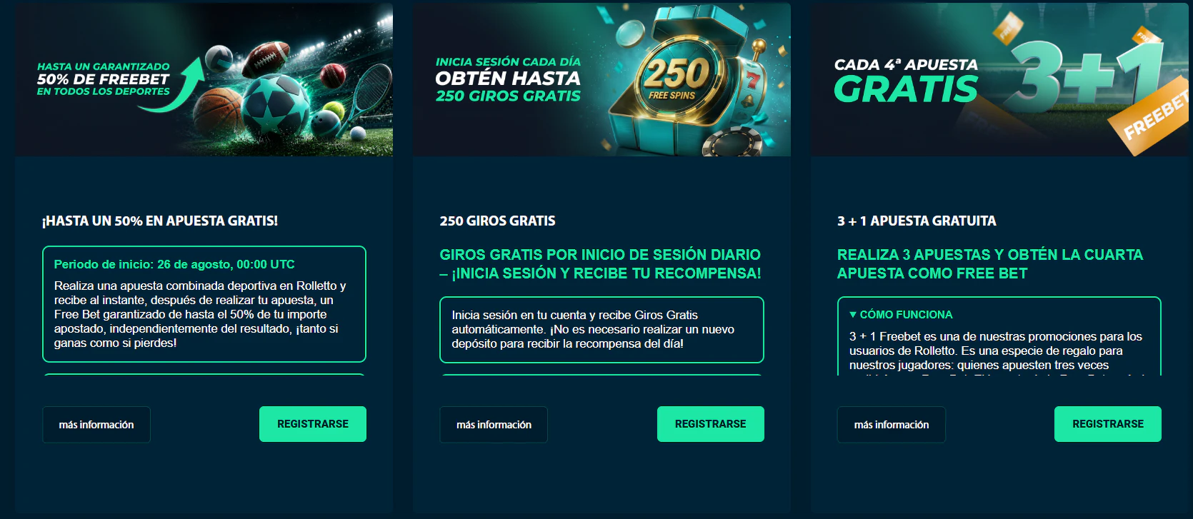 Rolletto Casino promociones y bonos deportivos