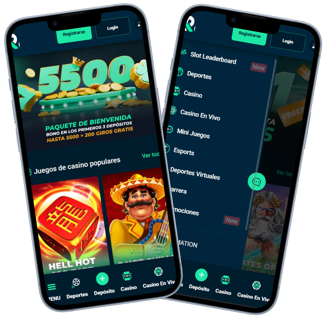 Rolletto Casino versión móvil con bono de bienvenida y menú